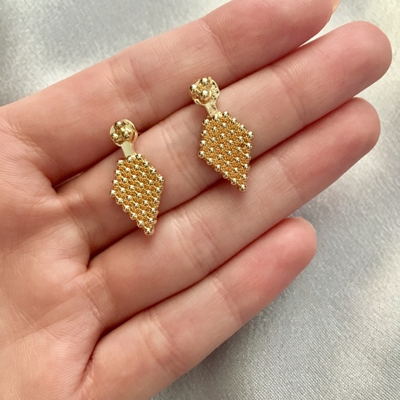 Studded Diamond Peekaboo Gold Ear Jacket Earrings - Picture 3 of 8